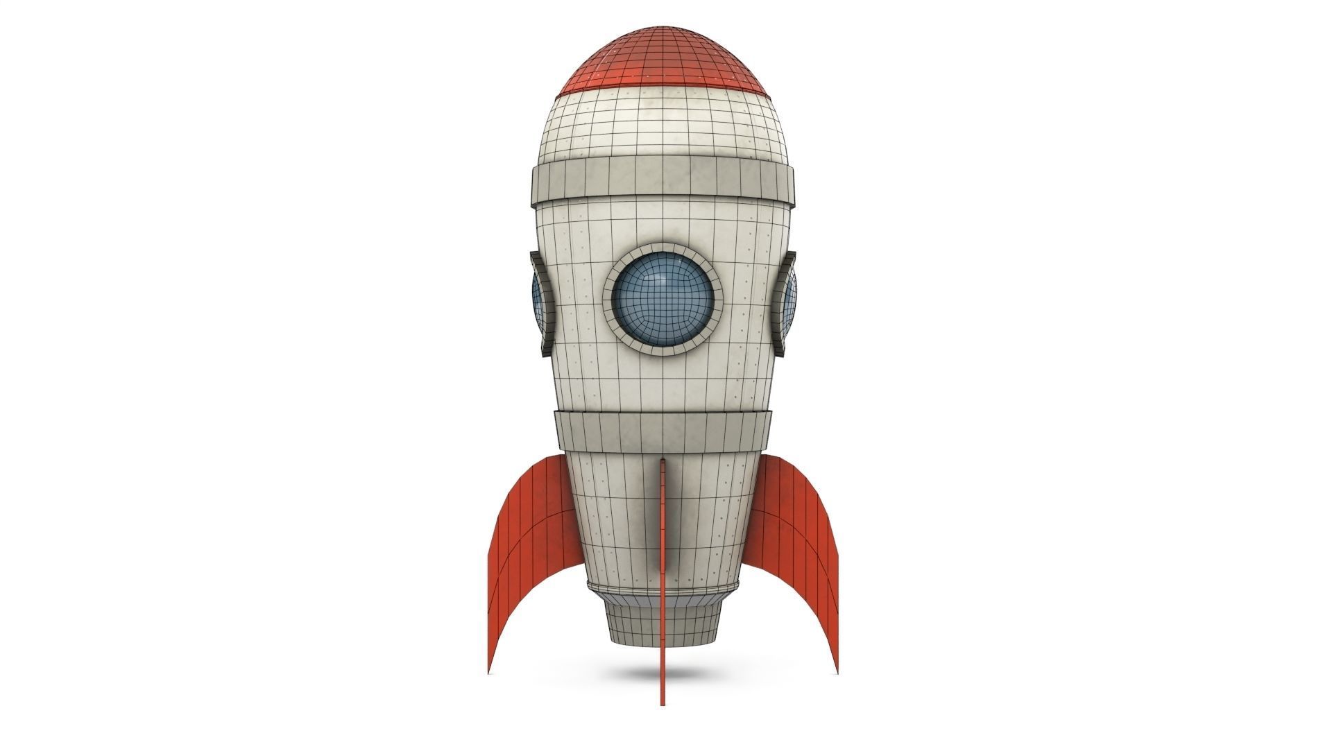 White Metal Rocket Low-poly 3D model_15