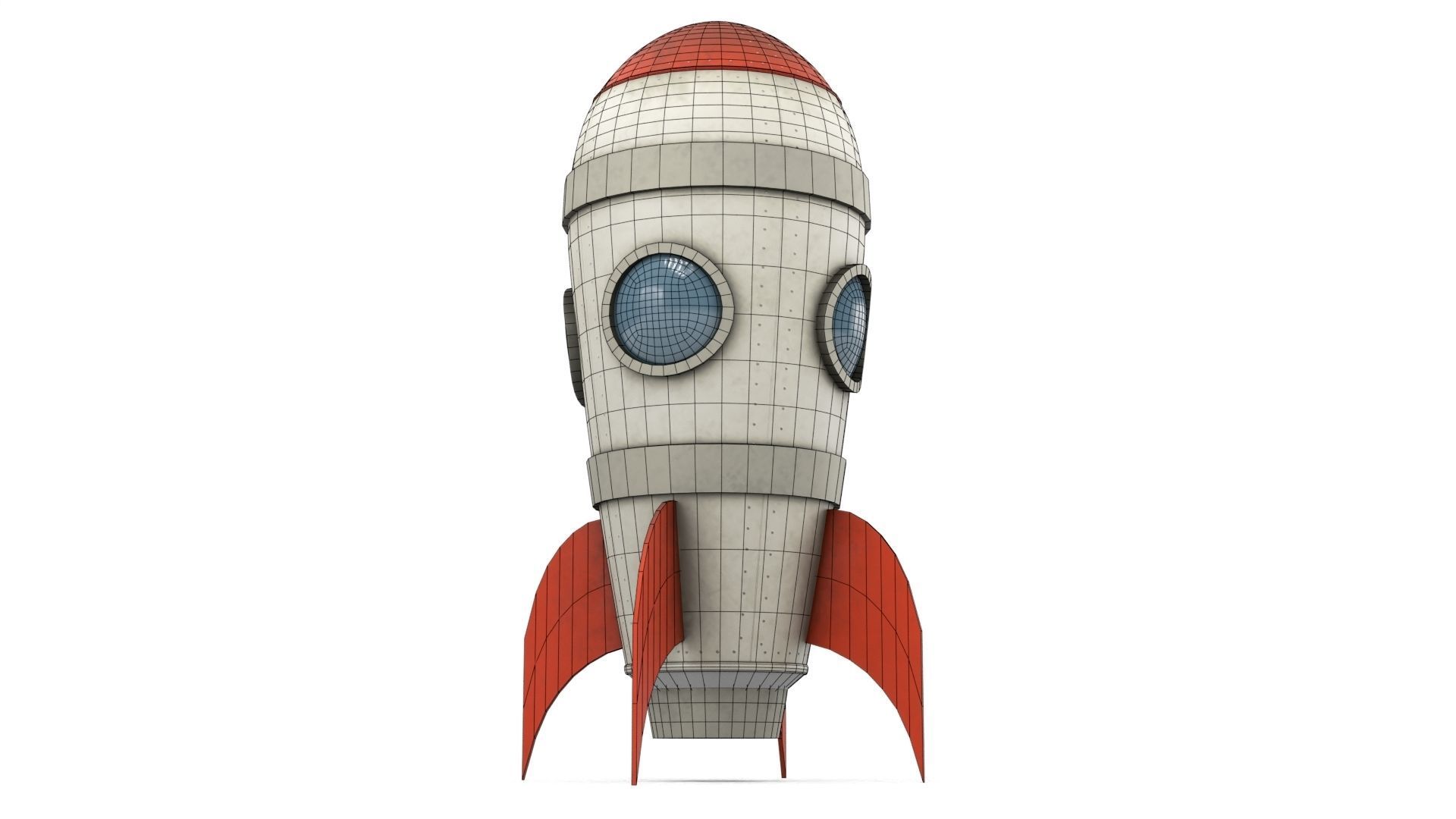 White Metal Rocket Low-poly 3D model_12