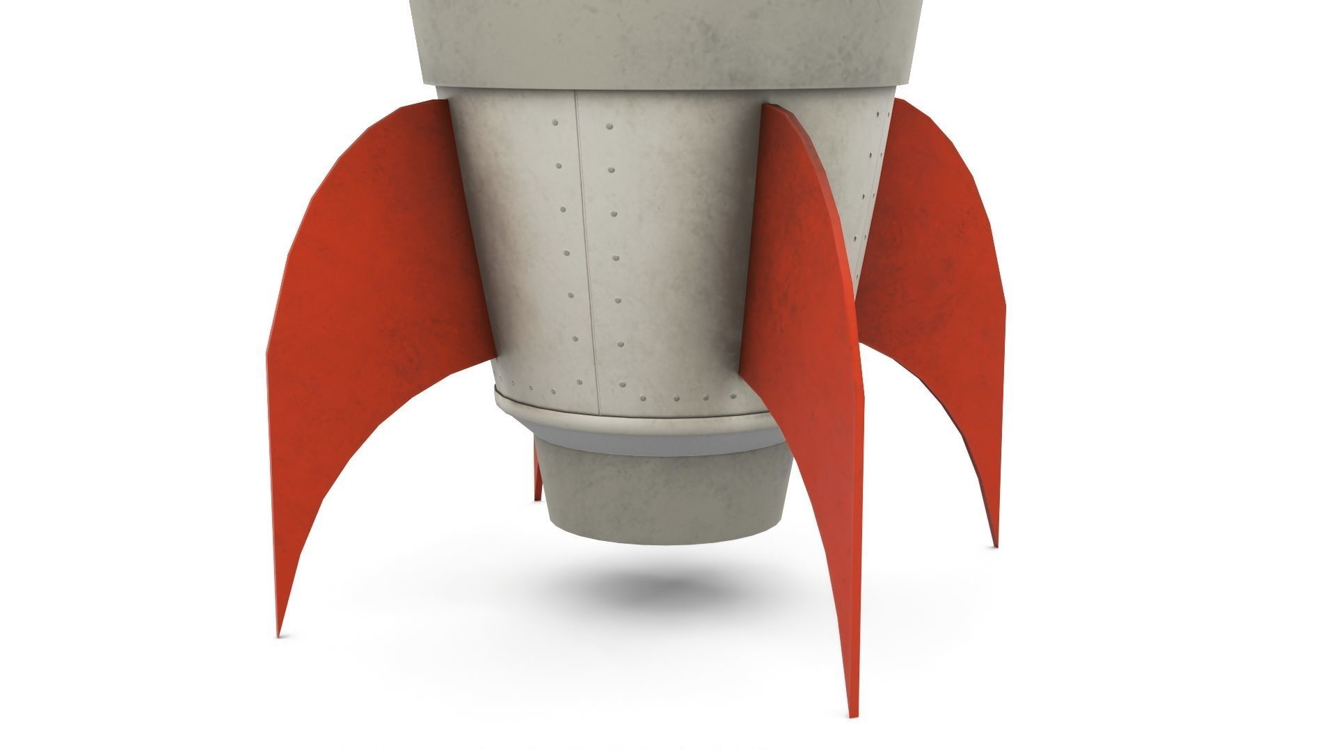 White Metal Rocket Low-poly 3D model_8