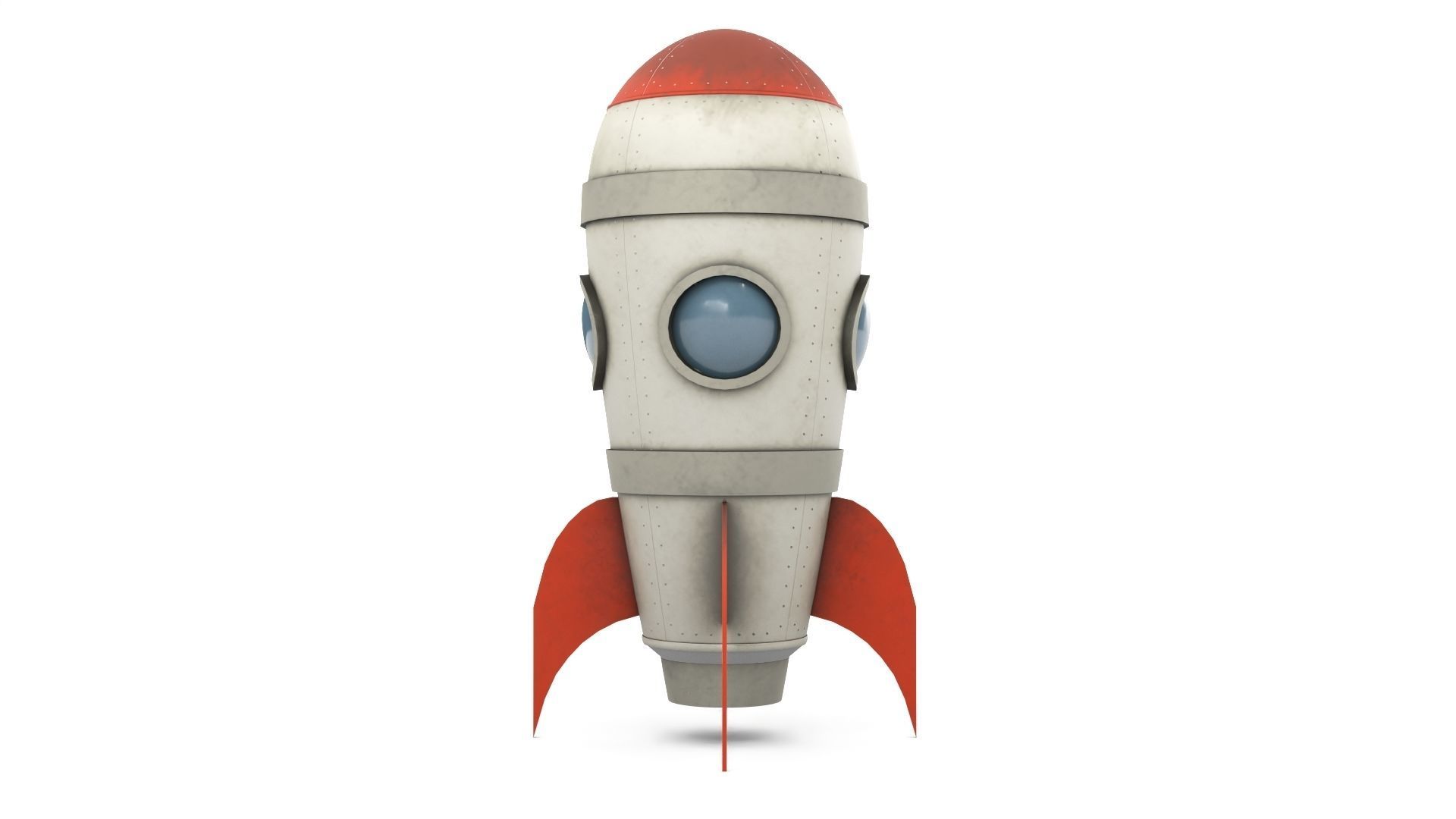 White Metal Rocket Low-poly 3D model_5