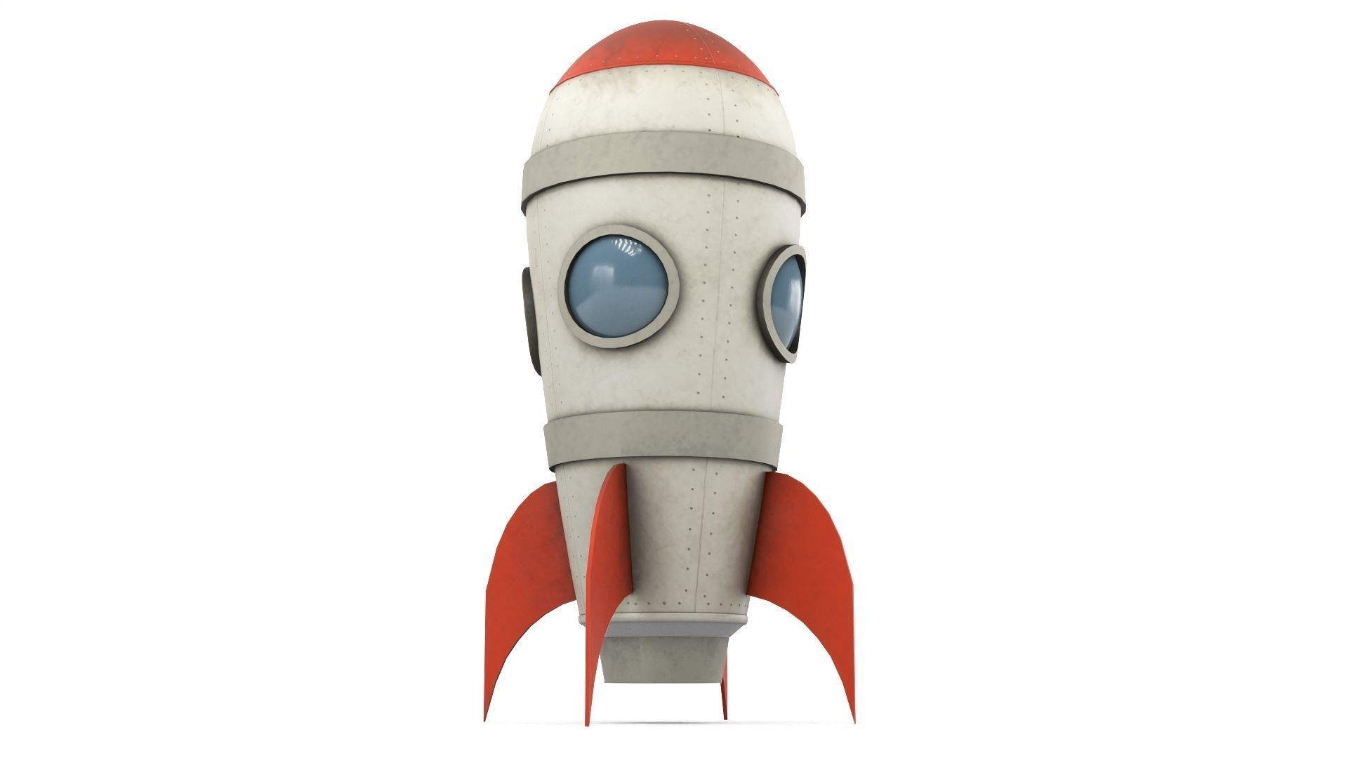 White Metal Rocket Low-poly 3D model_2