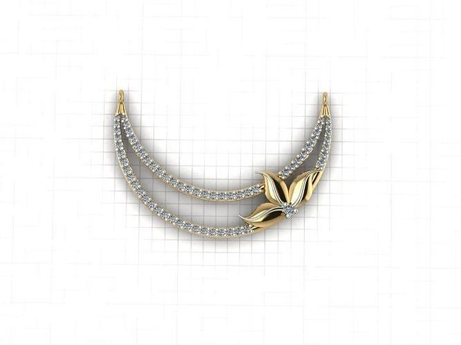 pendent necklace with diamonds and gold 3D print model