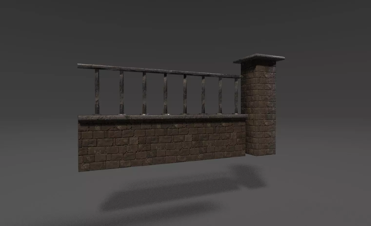 Fence Brick Low-poly 3D model