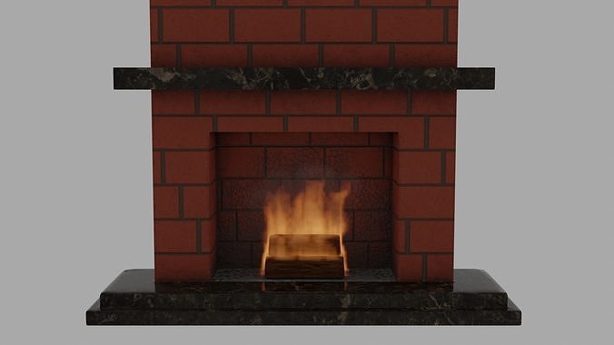 Fireplace with fire in it Low-poly 3D model