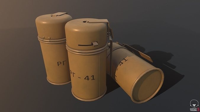RG-41 three tan canisters Low-poly 3D model