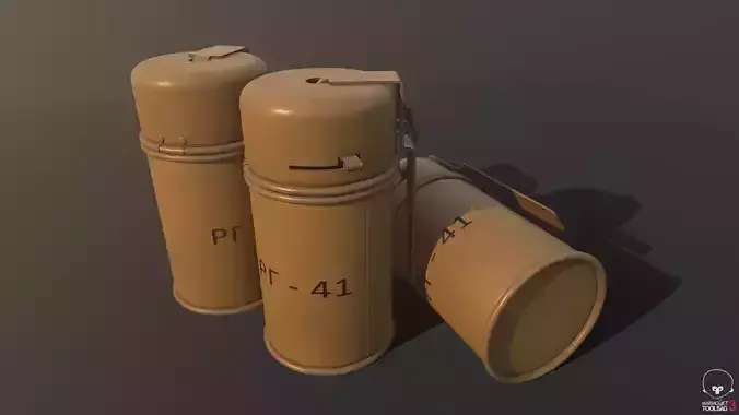 RG-41 three tan canisters Low-poly 3D model