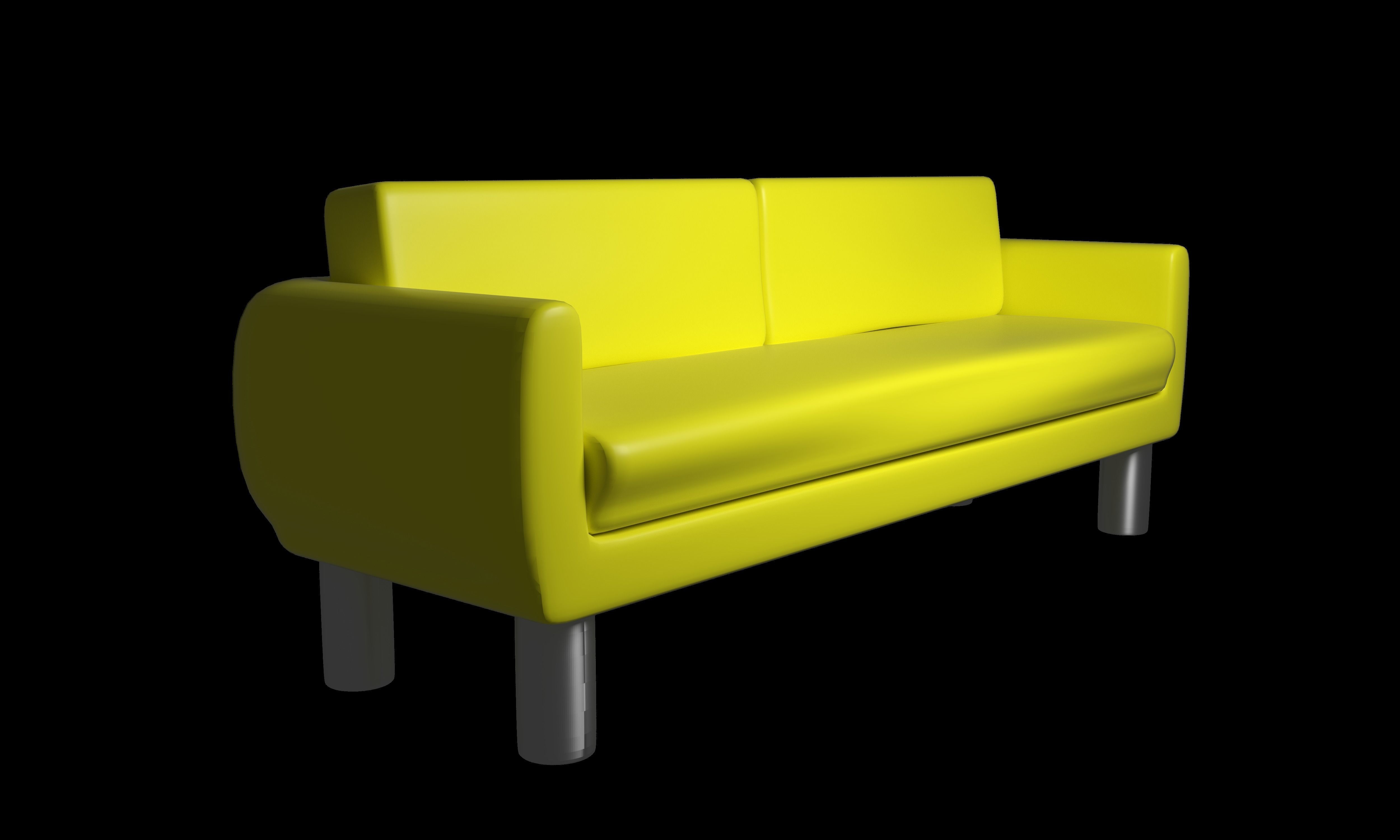 Yellow sofa for 2-3 person sit 3D model_1
