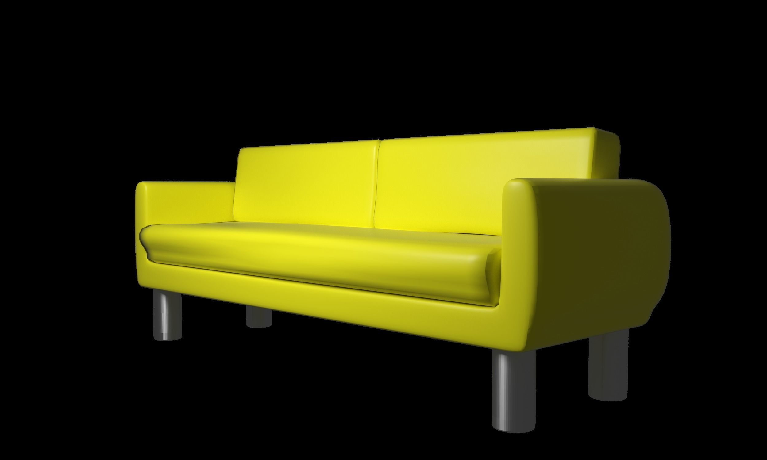 Yellow sofa for 2-3 person sit 3D model_5
