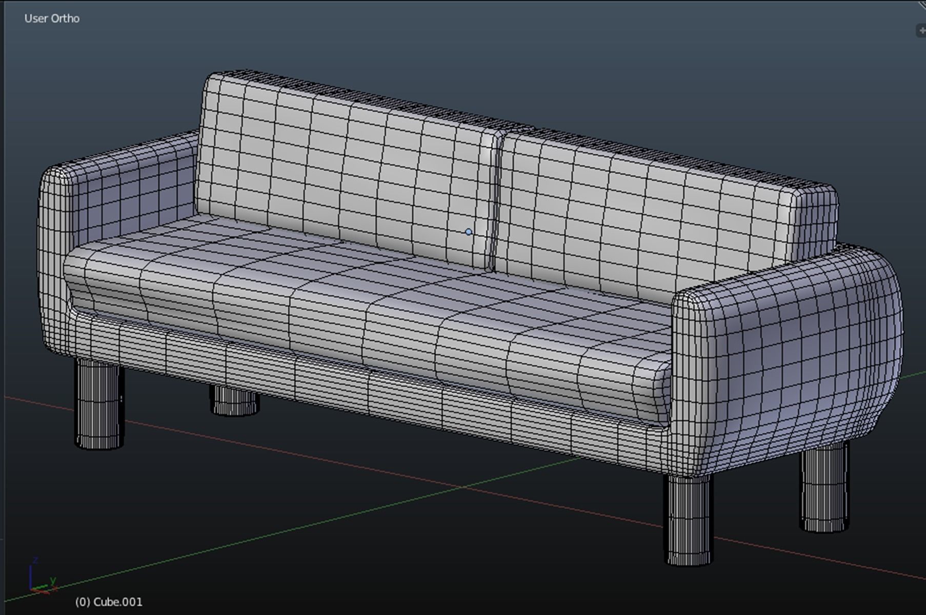 Yellow sofa for 2-3 person sit 3D model_2