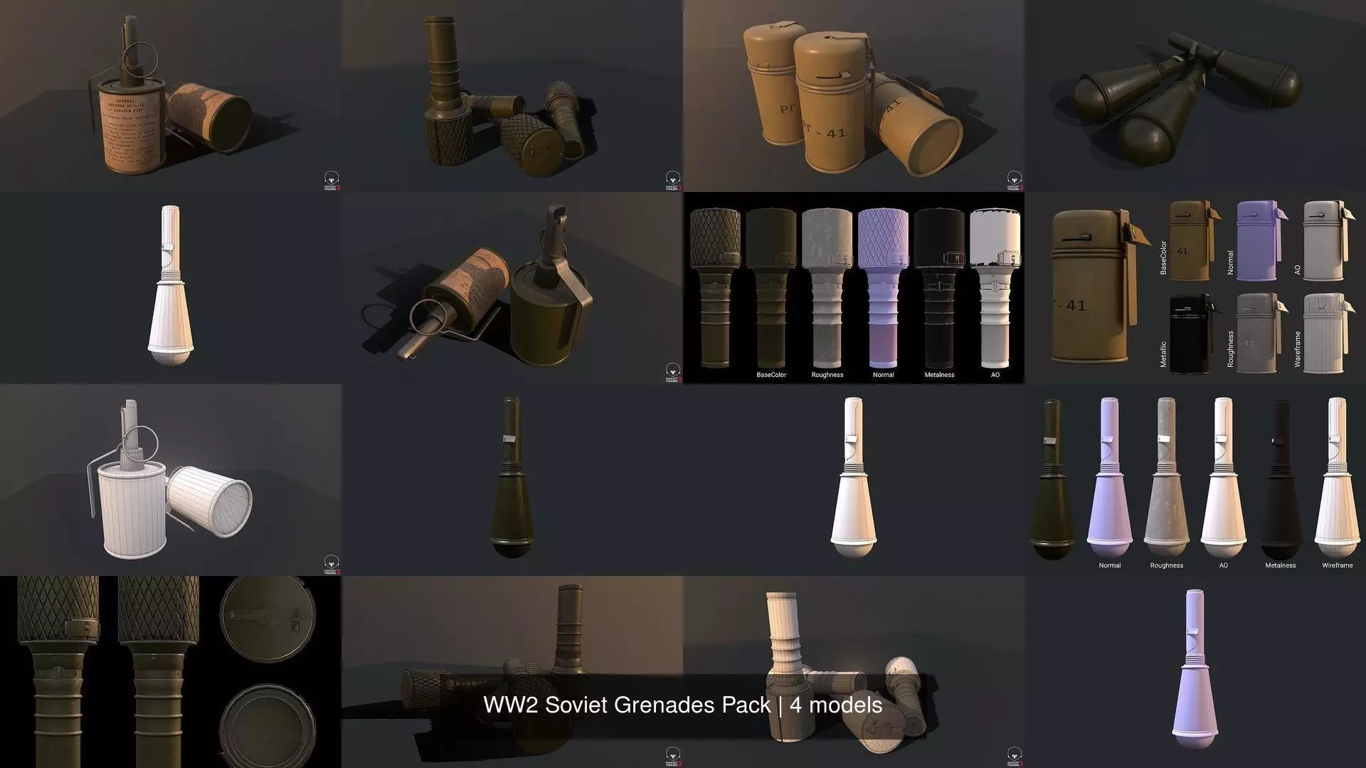 WW2 Soviet Grenades Pack 3D Model Collection_4
