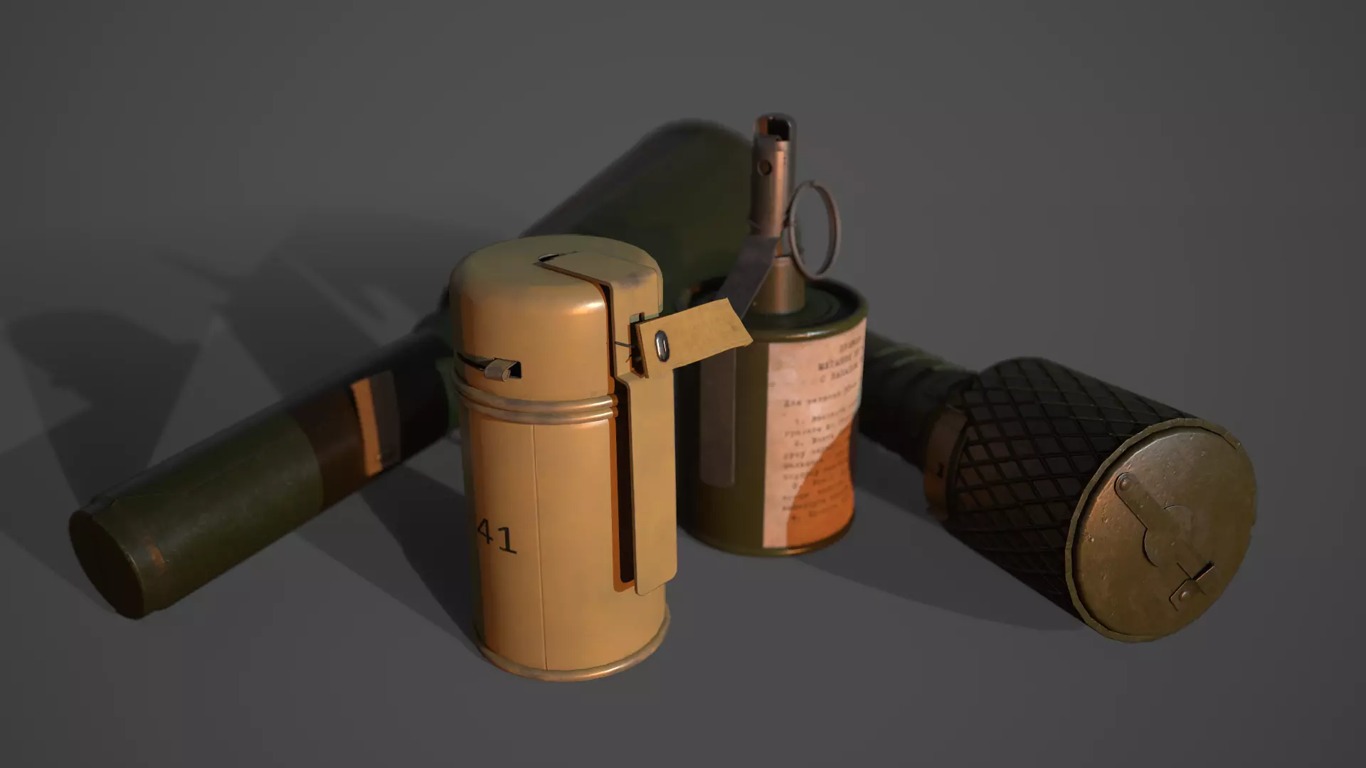 WW2 Soviet Grenades Pack 3D Model Collection_0