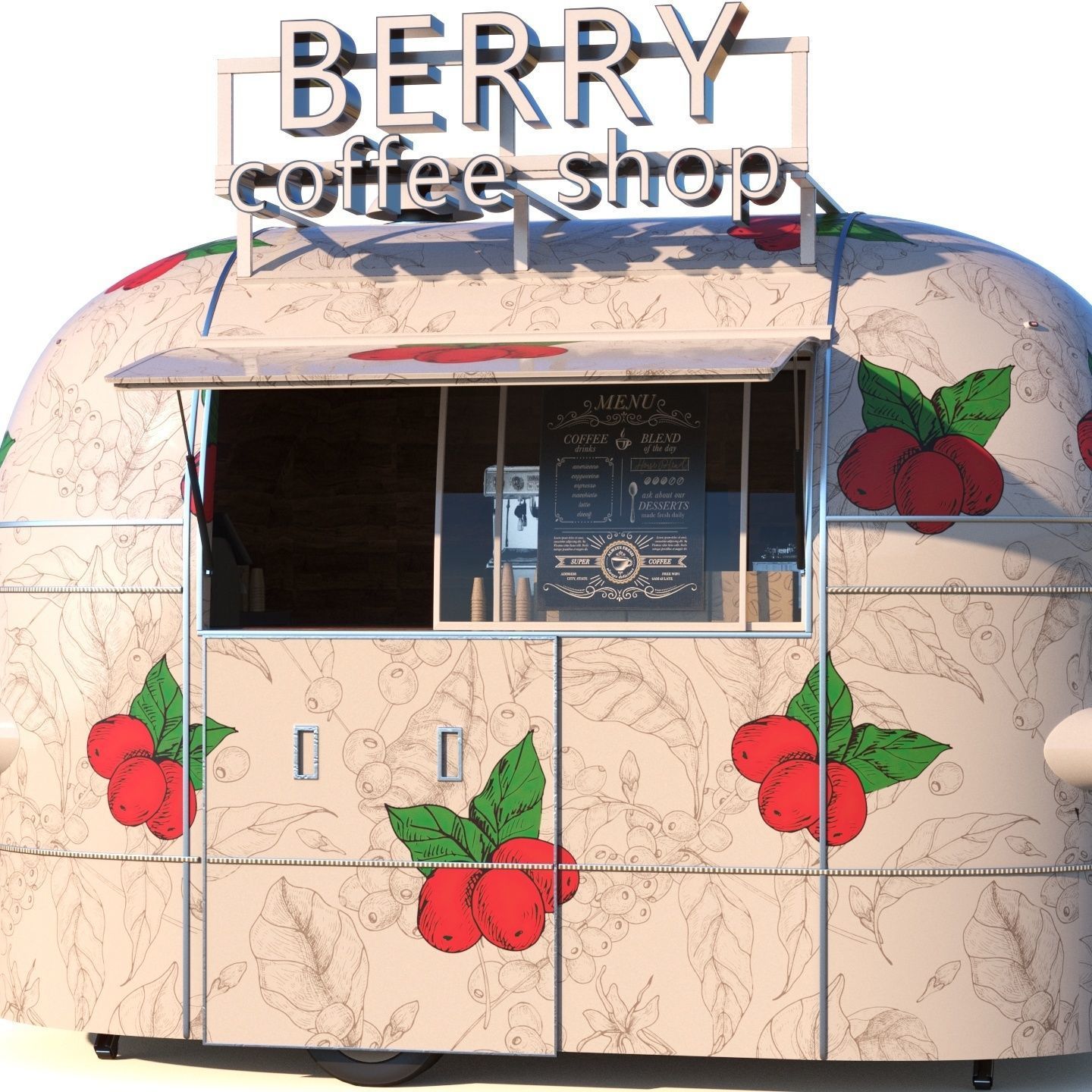 Mobile coffee shop 3D model_17