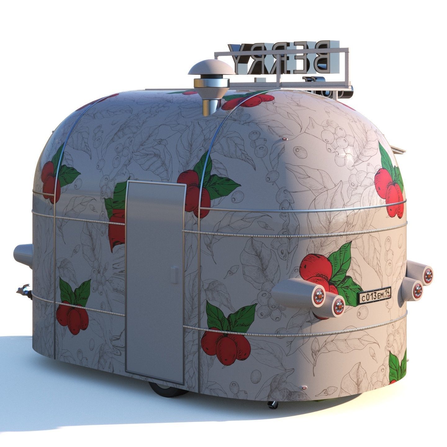 Mobile coffee shop 3D model_2