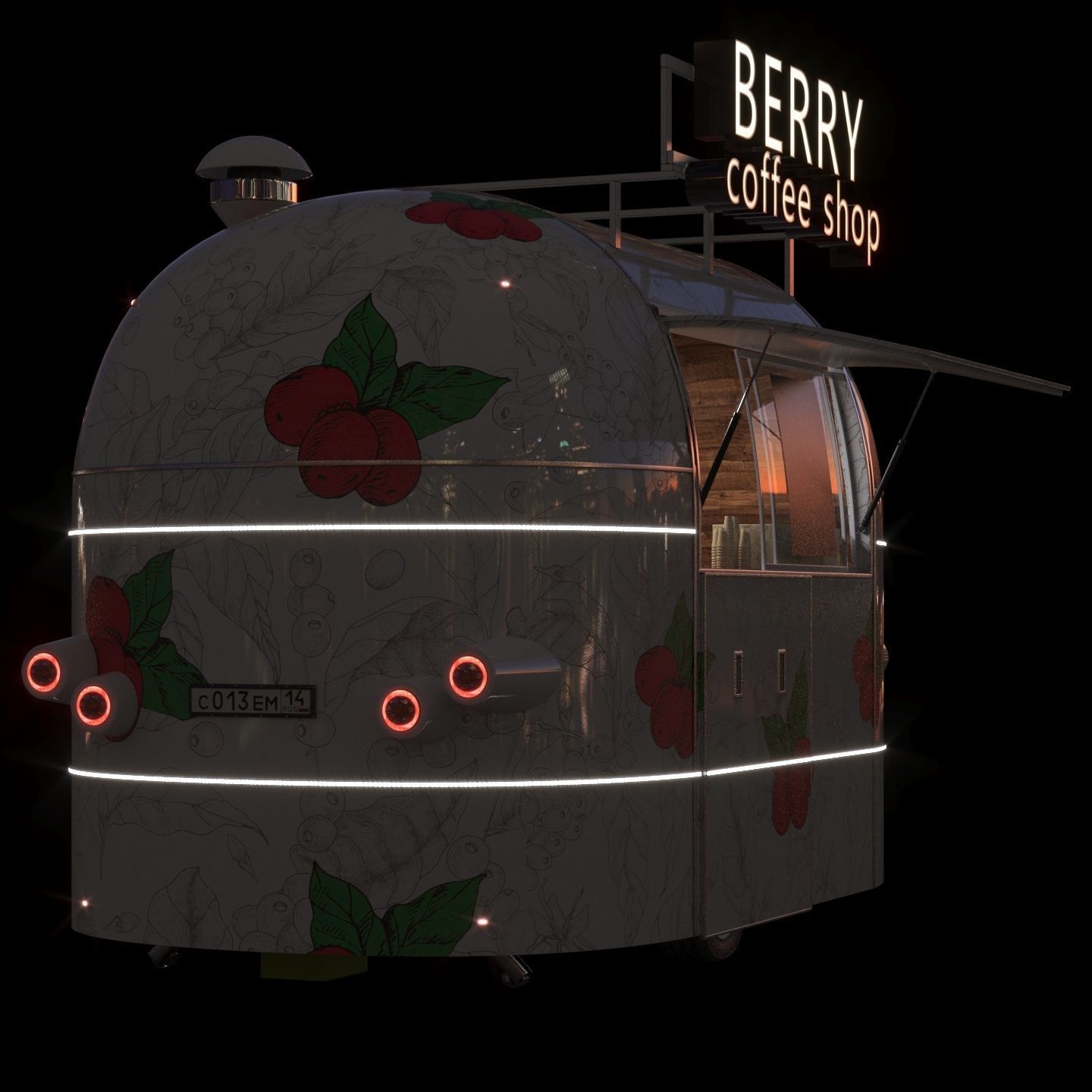 Mobile coffee shop 3D model_10
