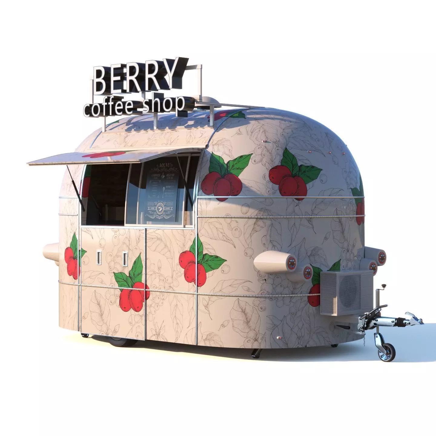 Mobile coffee shop 3D model_0