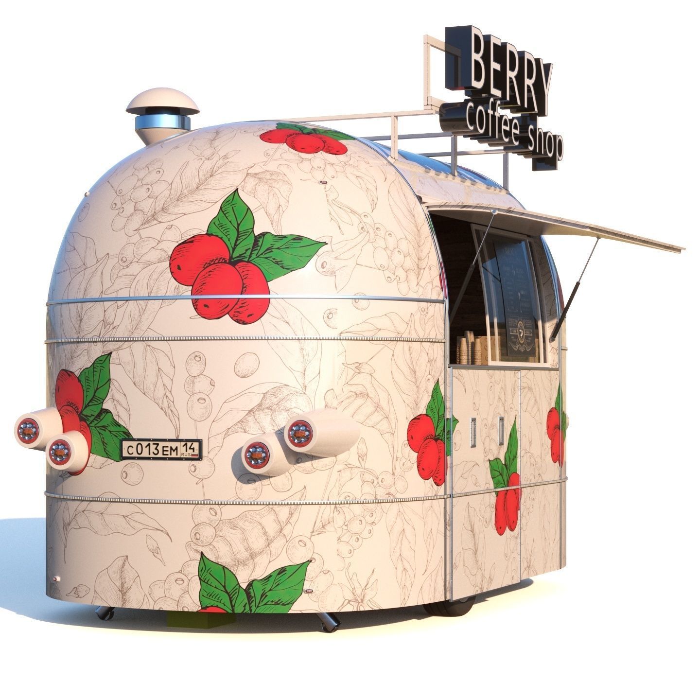 Mobile coffee shop 3D model_6