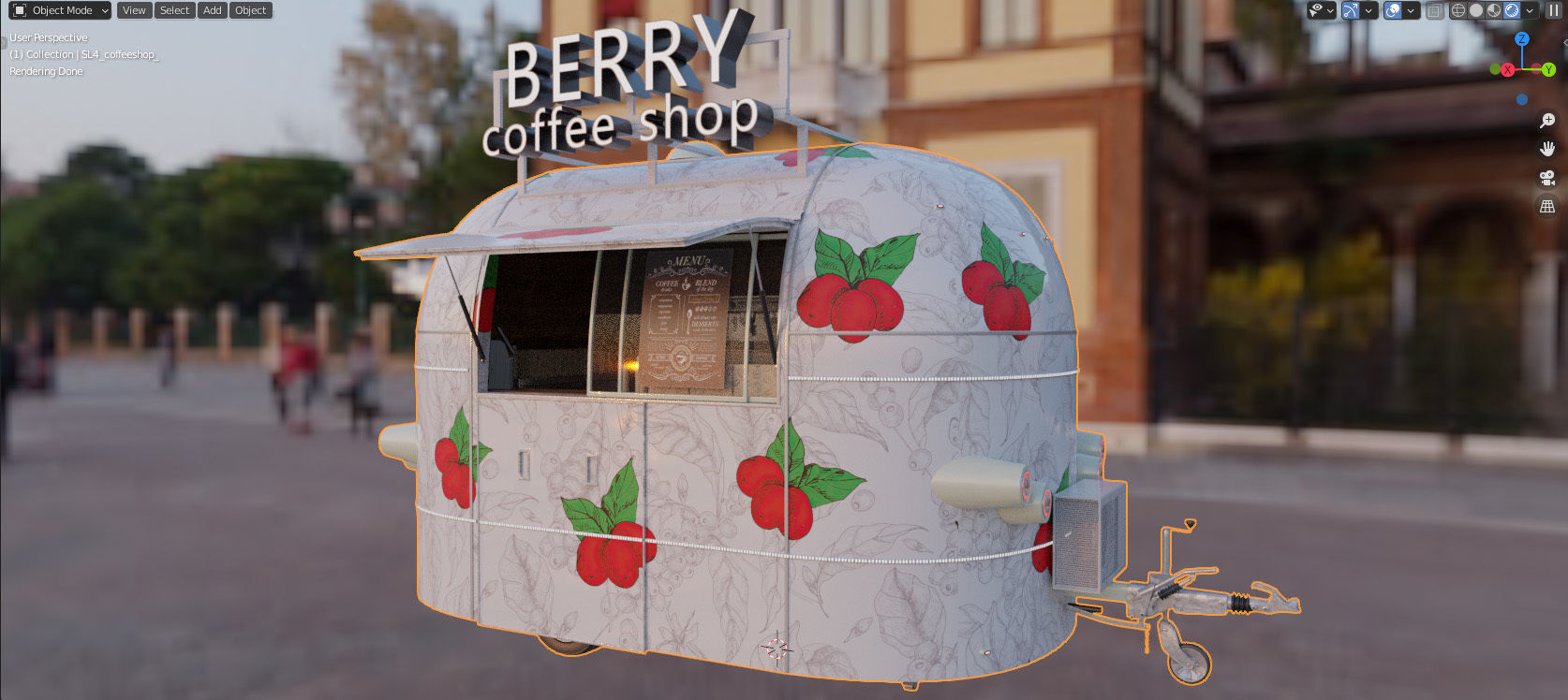Mobile coffee shop 3D model_7