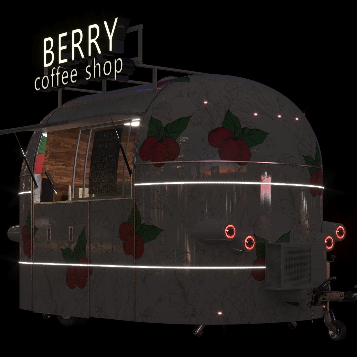 Mobile coffee shop 3D model_5