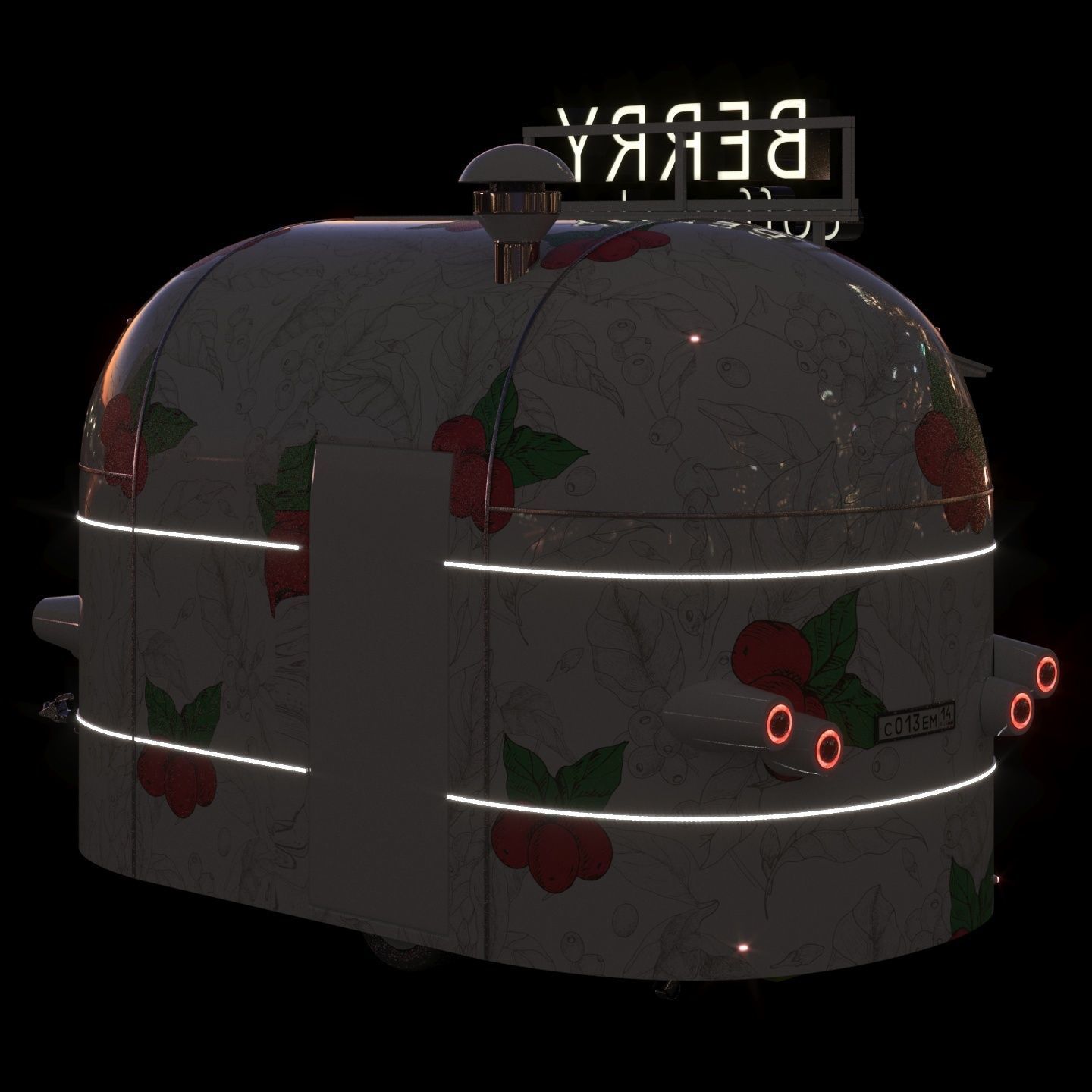 Mobile coffee shop 3D model_3