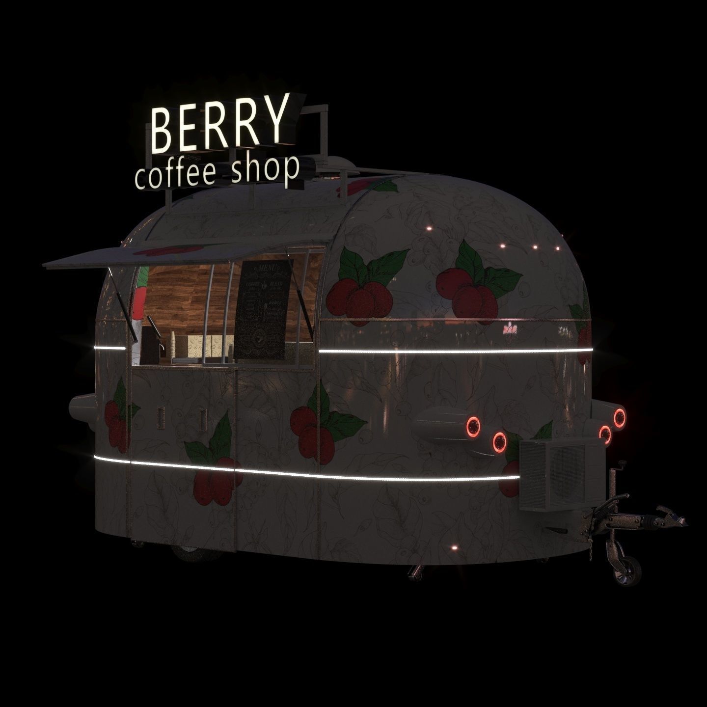 Mobile coffee shop 3D model_1