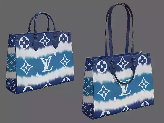 Louis Vuitton Bag Onthego Giant Monogram Blue Bleu Low-poly 3D model