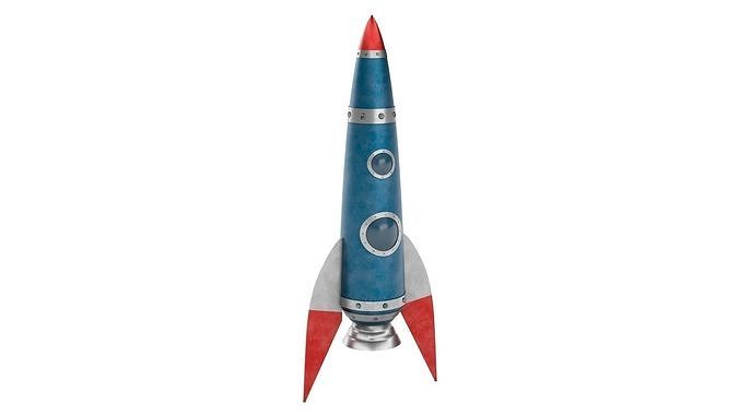 Blue Metal Rocket Low-poly 3D model