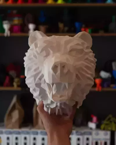 Hanging Bear Head Low Poly 3D print model