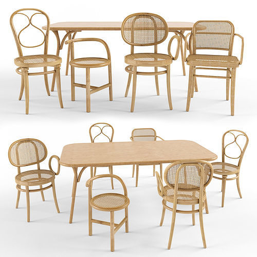 thonet tables and chairs 3D model