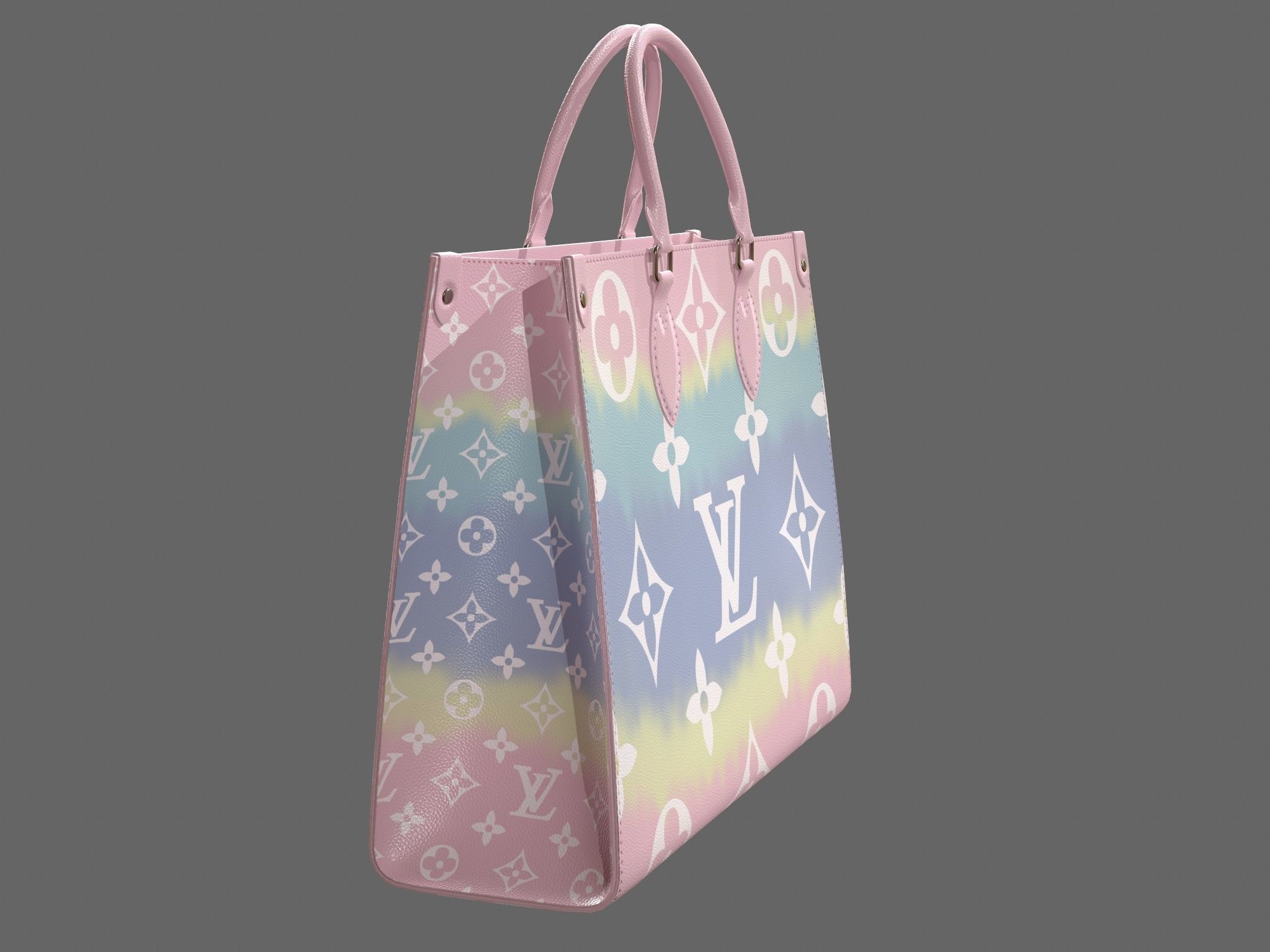 Louis Vuitton Bag Onthego Giant Monogram Pastel Pink Low-poly 3D model_1
