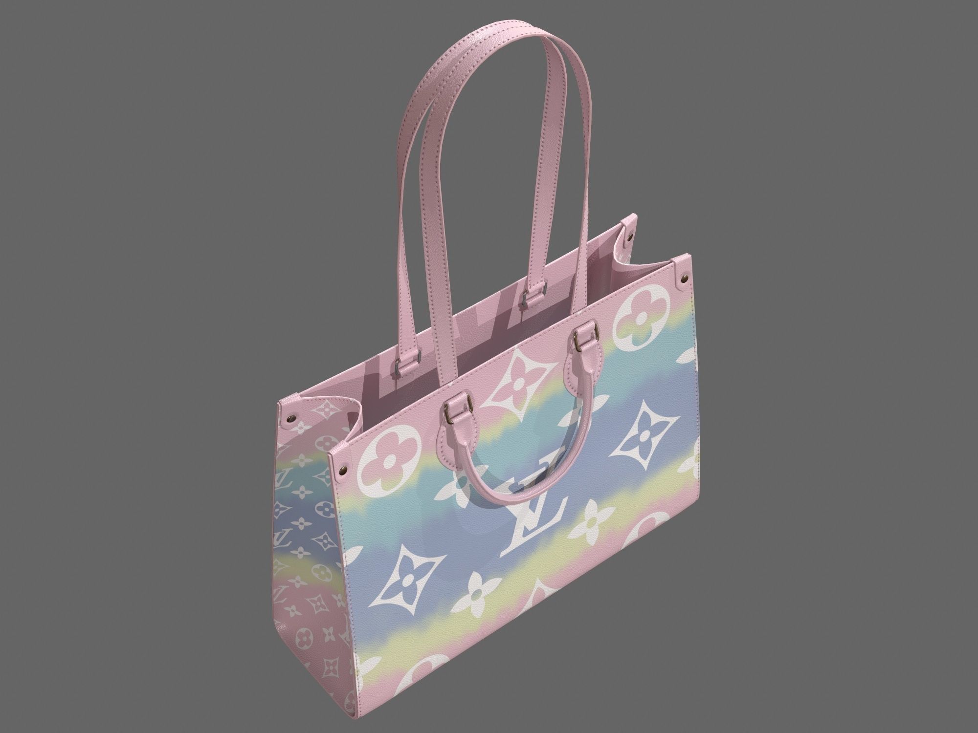 Louis Vuitton Bag Onthego Giant Monogram Pastel Pink Low-poly 3D model_7