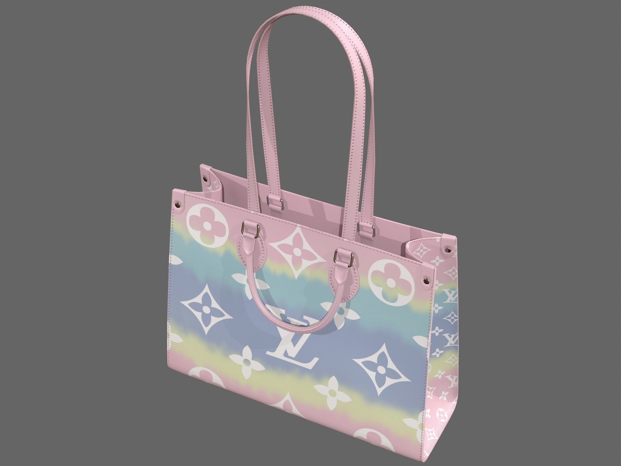 Louis Vuitton Bag Onthego Giant Monogram Pastel Pink Low-poly 3D model_8
