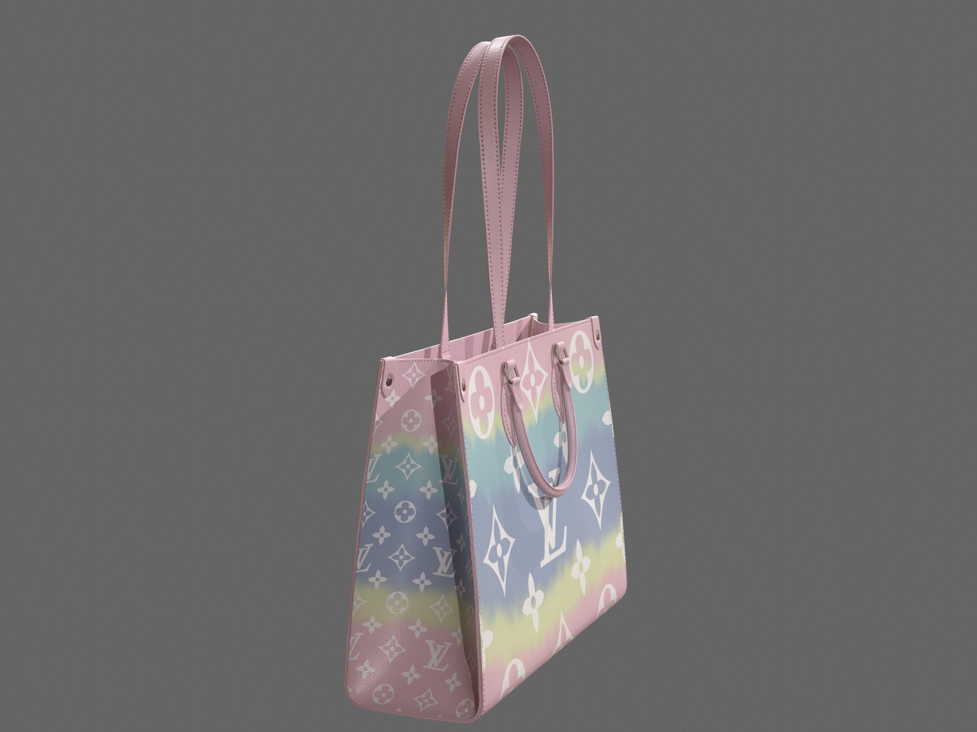 Louis Vuitton Bag Onthego Giant Monogram Pastel Pink Low-poly 3D model_6