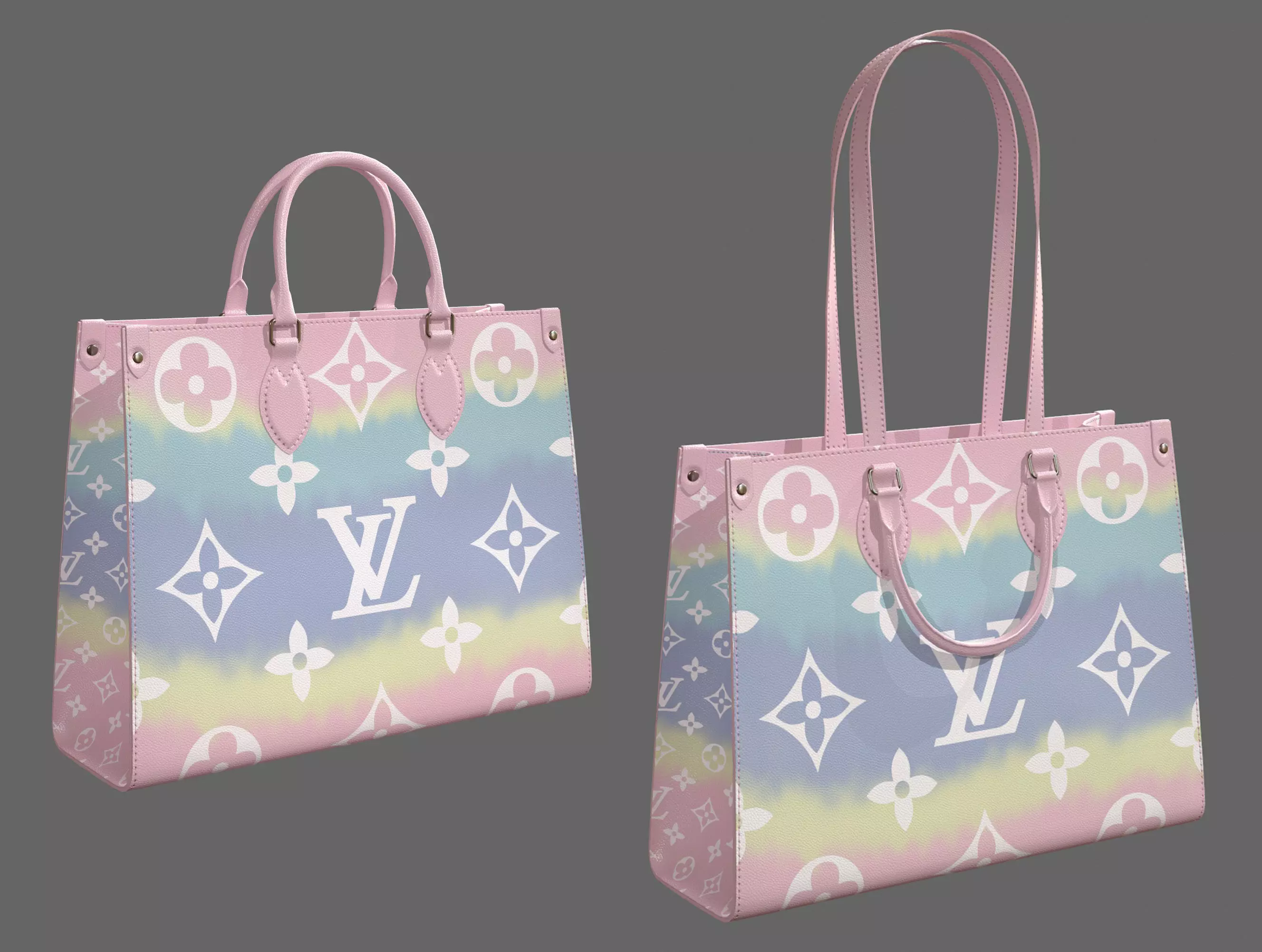 Louis Vuitton Bag Onthego Giant Monogram Pastel Pink Low-poly 3D model_0