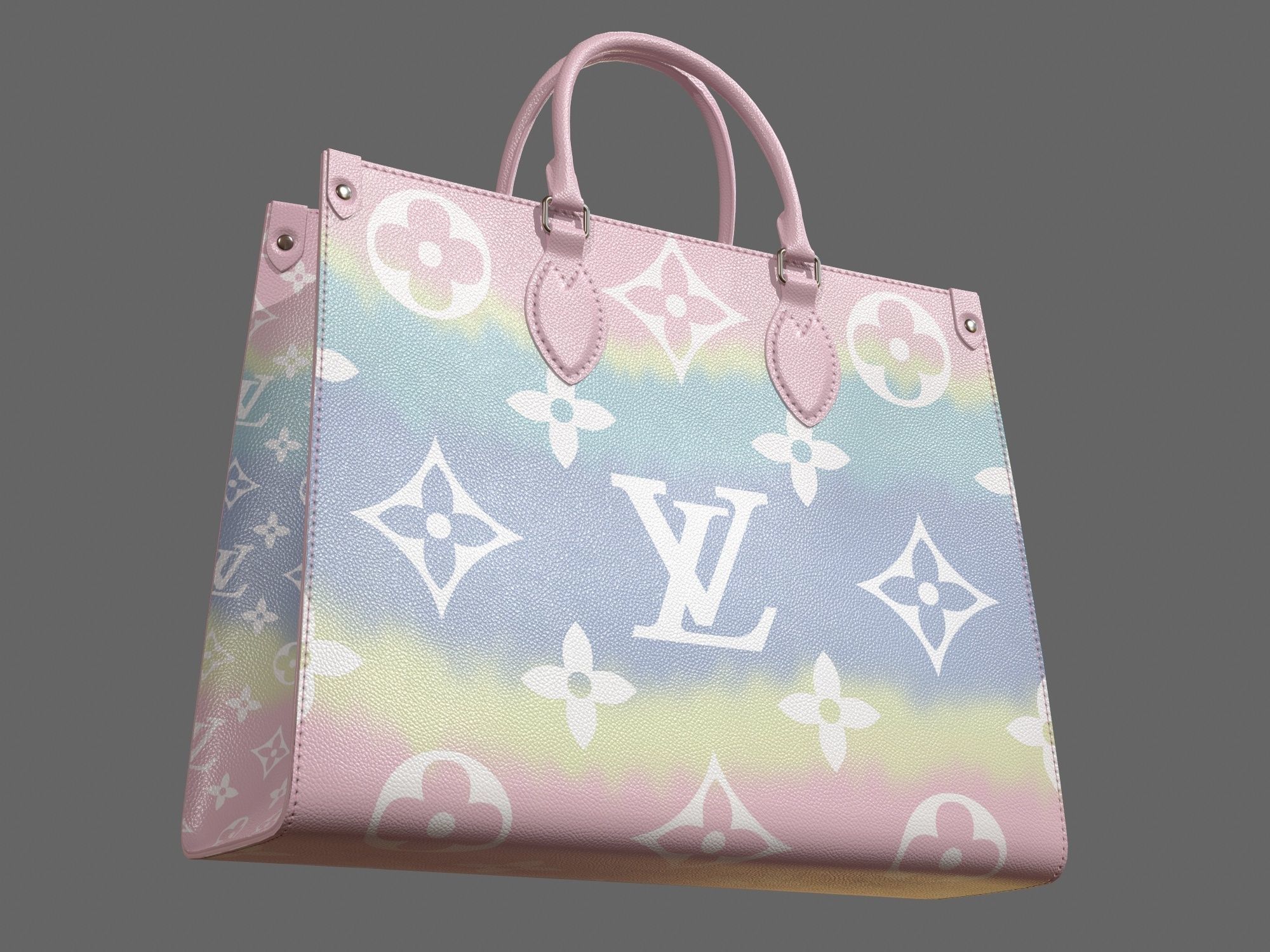 Louis Vuitton Bag Onthego Giant Monogram Pastel Pink Low-poly 3D model_3