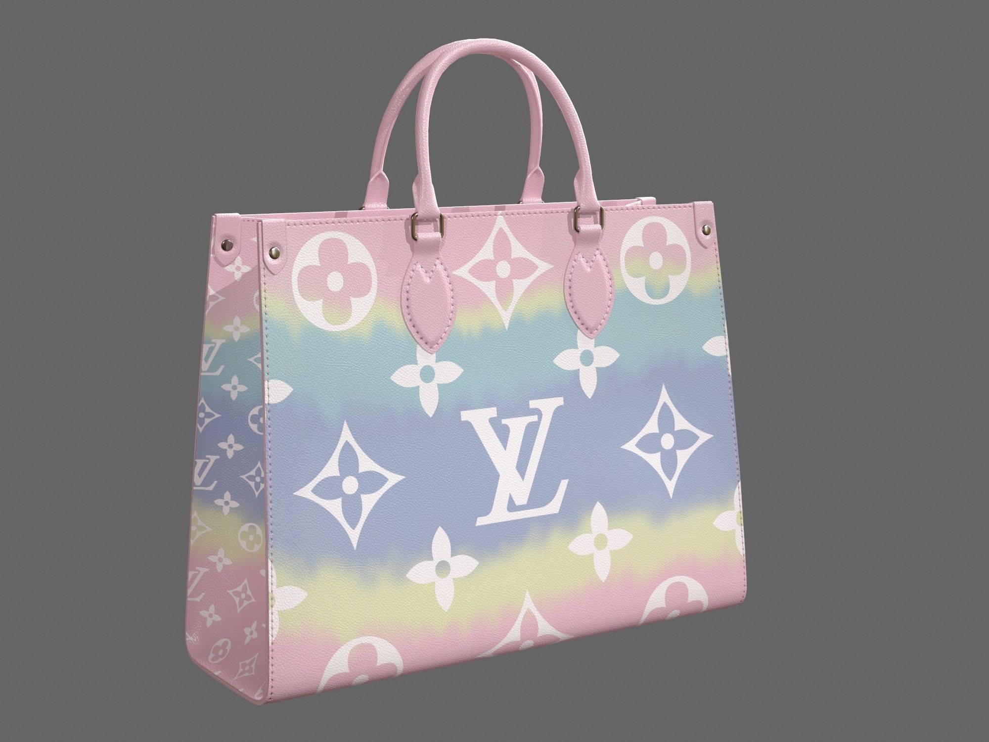 Louis Vuitton Bag Onthego Giant Monogram Pastel Pink Low-poly 3D model_4
