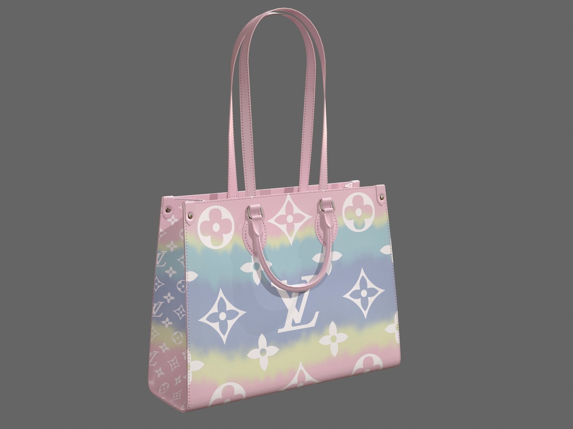 Louis Vuitton Bag Onthego Giant Monogram Pastel Pink Low-poly 3D model_5