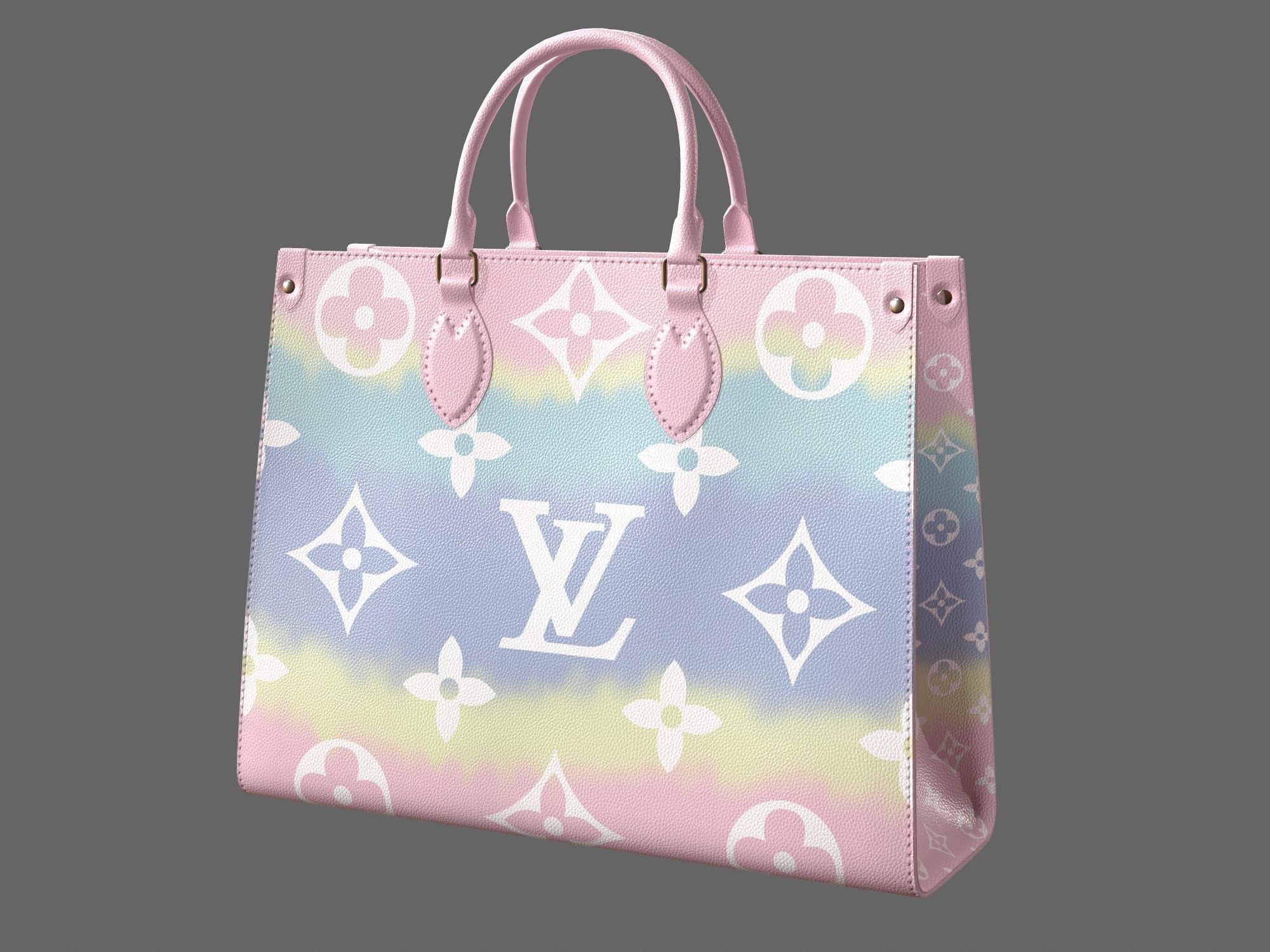 Louis Vuitton Bag Onthego Giant Monogram Pastel Pink Low-poly 3D model_2