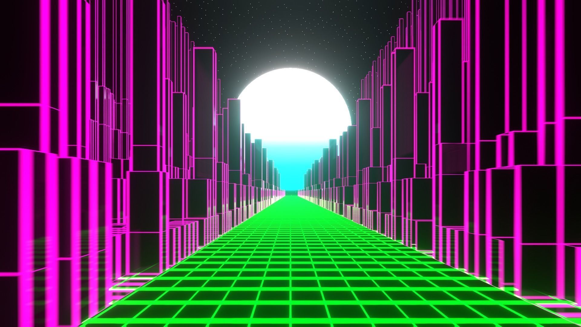 Synthwave Retrowave Vaporwave Animated Free 3D model_2