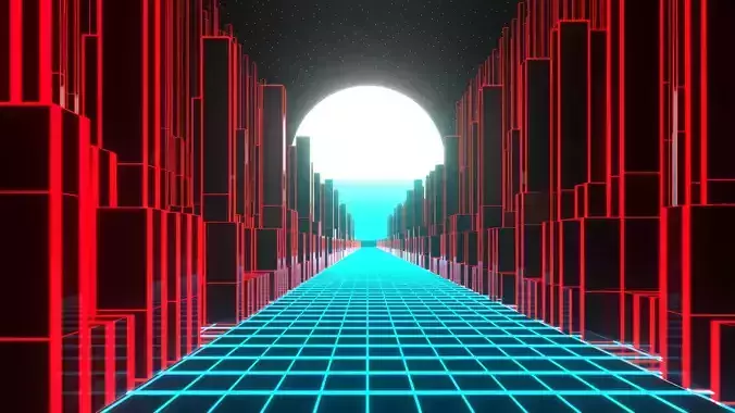 Synthwave Retrowave Vaporwave Animated Free 3D model