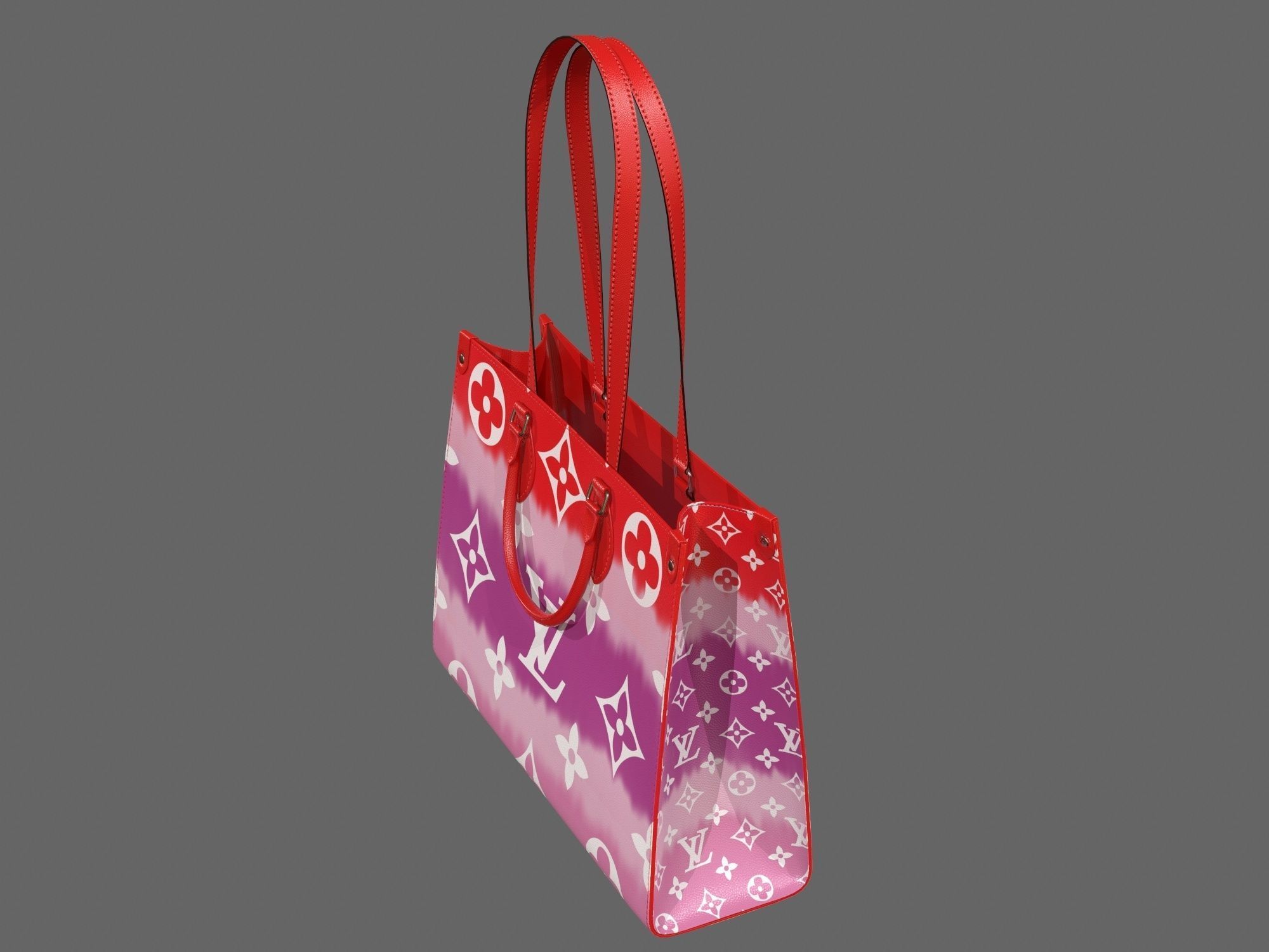Louis Vuitton Bag Onthego Giant Monogram Red Tie Dye Rouge  Low-poly 3D model_8