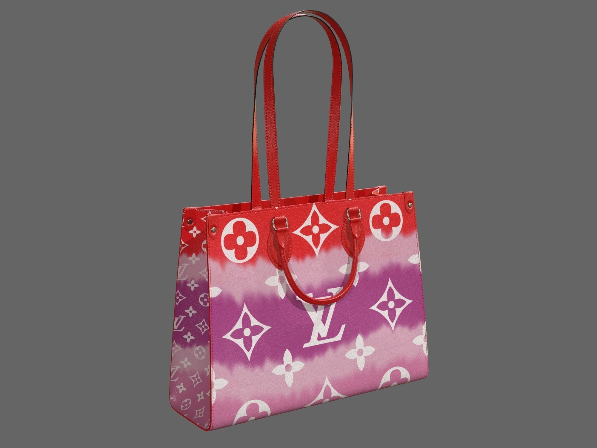 Louis Vuitton Bag Onthego Giant Monogram Red Tie Dye Rouge  Low-poly 3D model_3