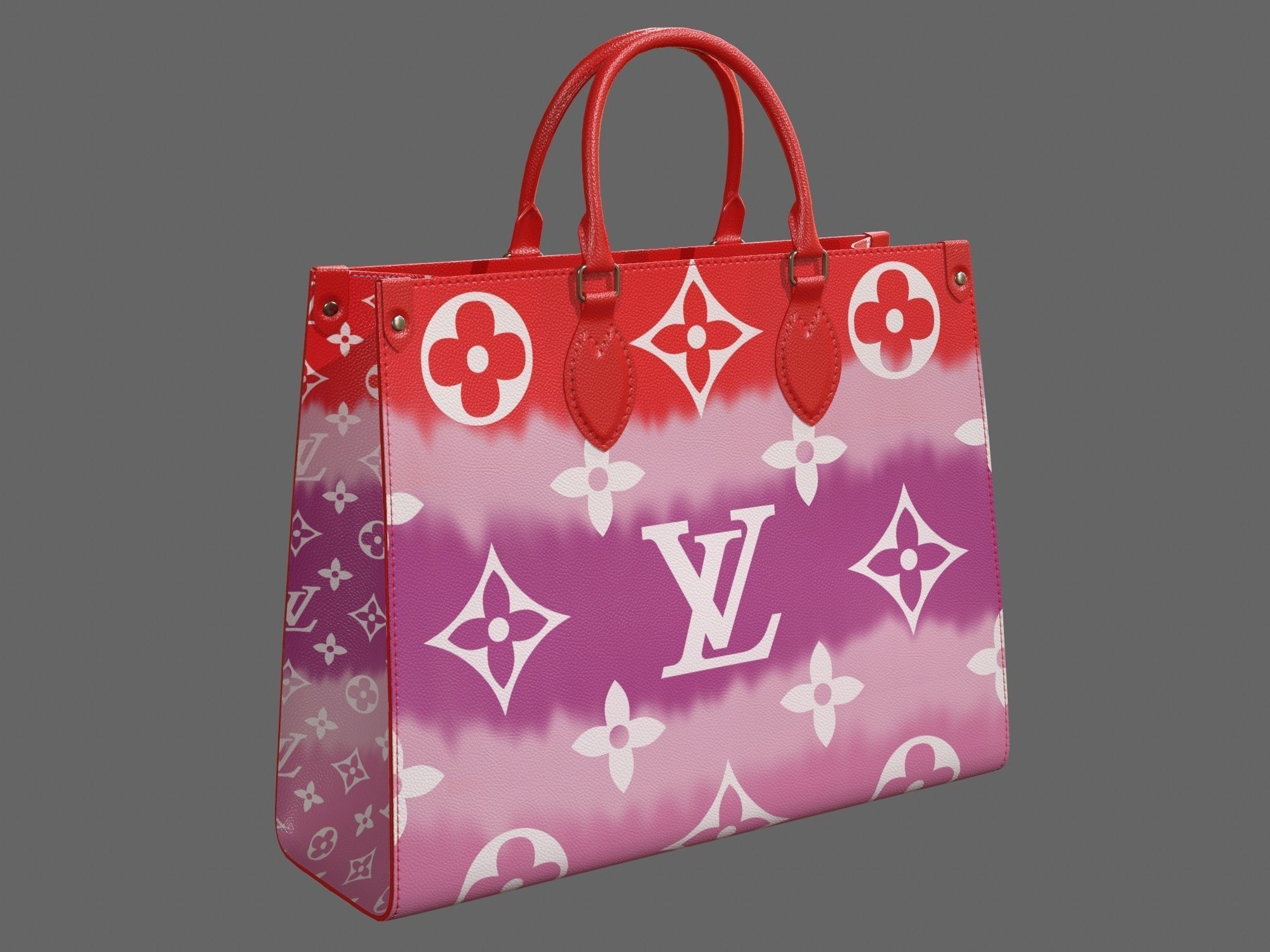Louis Vuitton Bag Onthego Giant Monogram Red Tie Dye Rouge  Low-poly 3D model_2