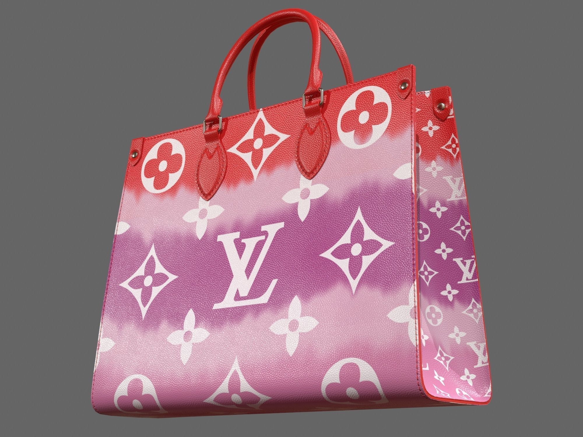 Louis Vuitton Bag Onthego Giant Monogram Red Tie Dye Rouge  Low-poly 3D model_6