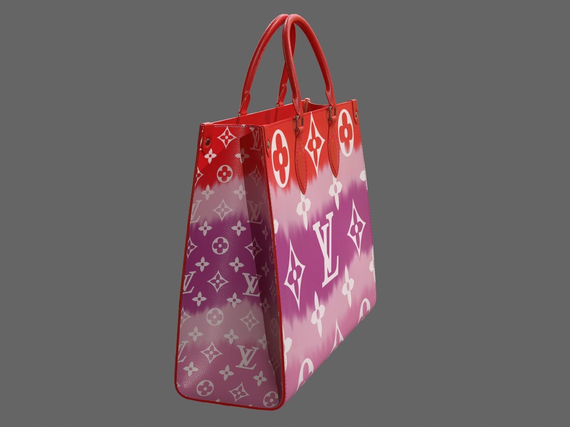 Louis Vuitton Bag Onthego Giant Monogram Red Tie Dye Rouge  Low-poly 3D model_4