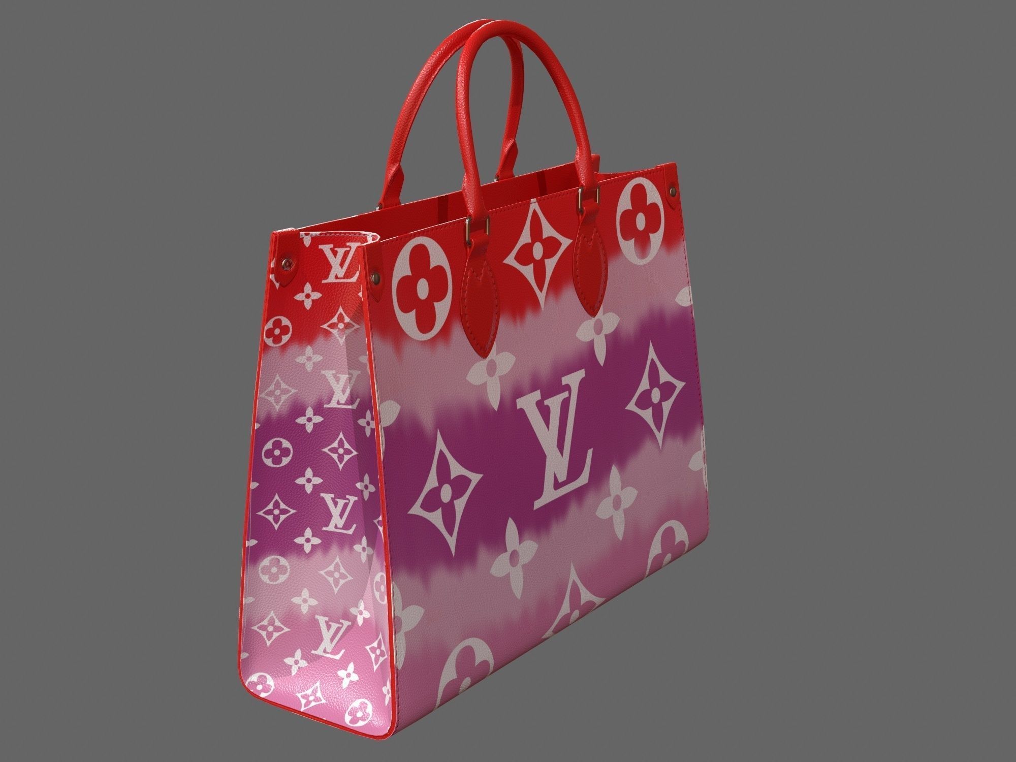 Louis Vuitton Bag Onthego Giant Monogram Red Tie Dye Rouge  Low-poly 3D model_1
