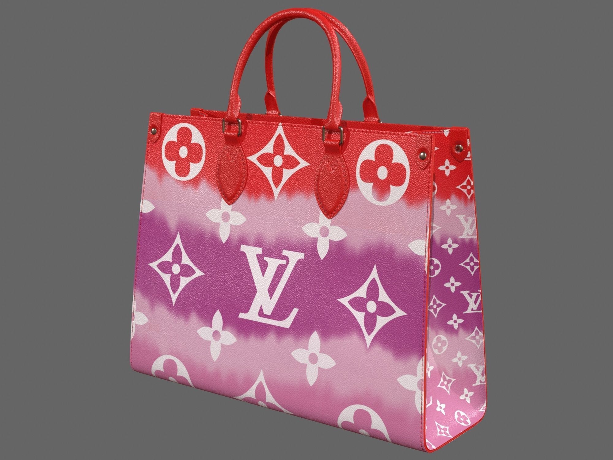 Louis Vuitton Bag Onthego Giant Monogram Red Tie Dye Rouge  Low-poly 3D model_5