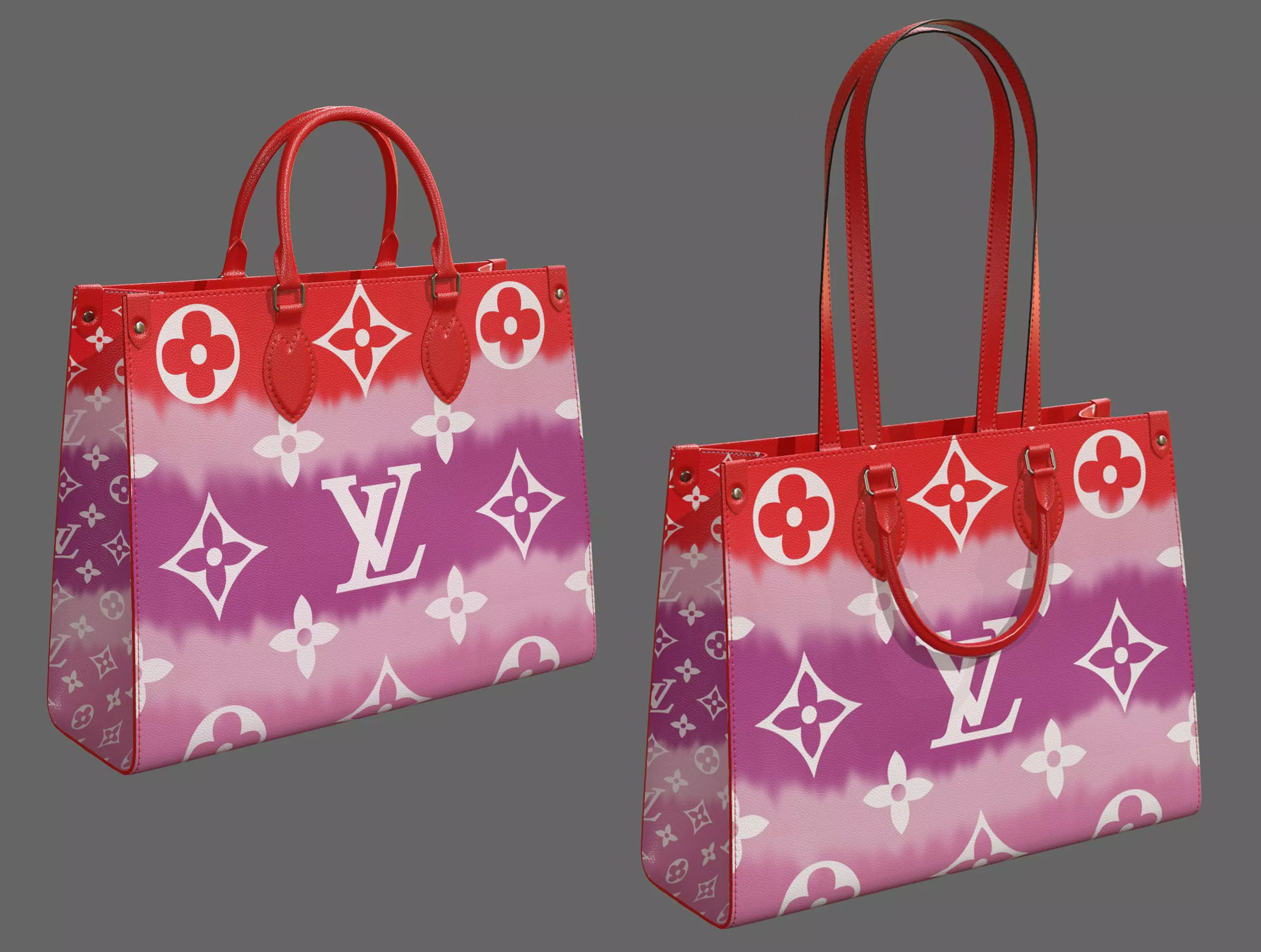 Louis Vuitton Bag Onthego Giant Monogram Red Tie Dye Rouge  Low-poly 3D model_0