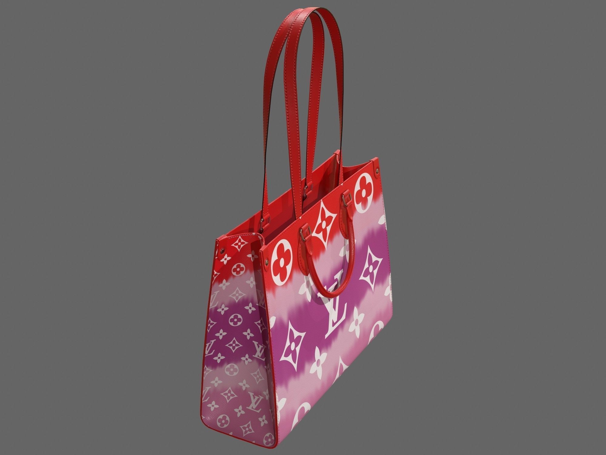 Louis Vuitton Bag Onthego Giant Monogram Red Tie Dye Rouge  Low-poly 3D model_7