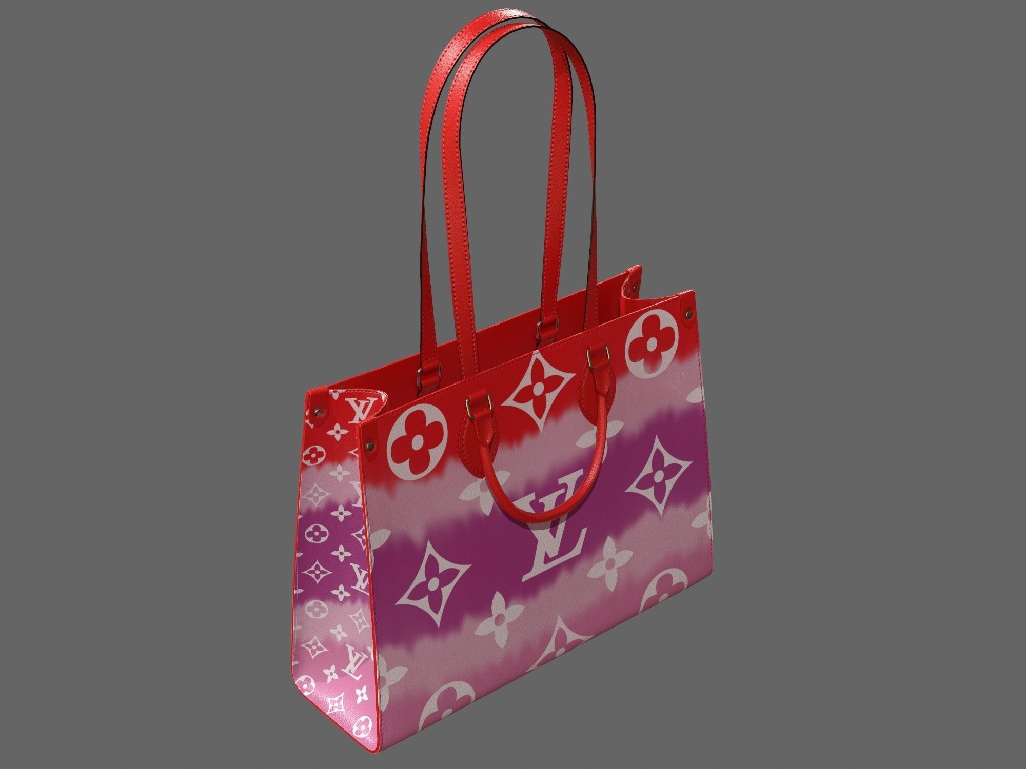 Louis Vuitton Bag Onthego Giant Monogram Red Tie Dye Rouge  Low-poly 3D model_9