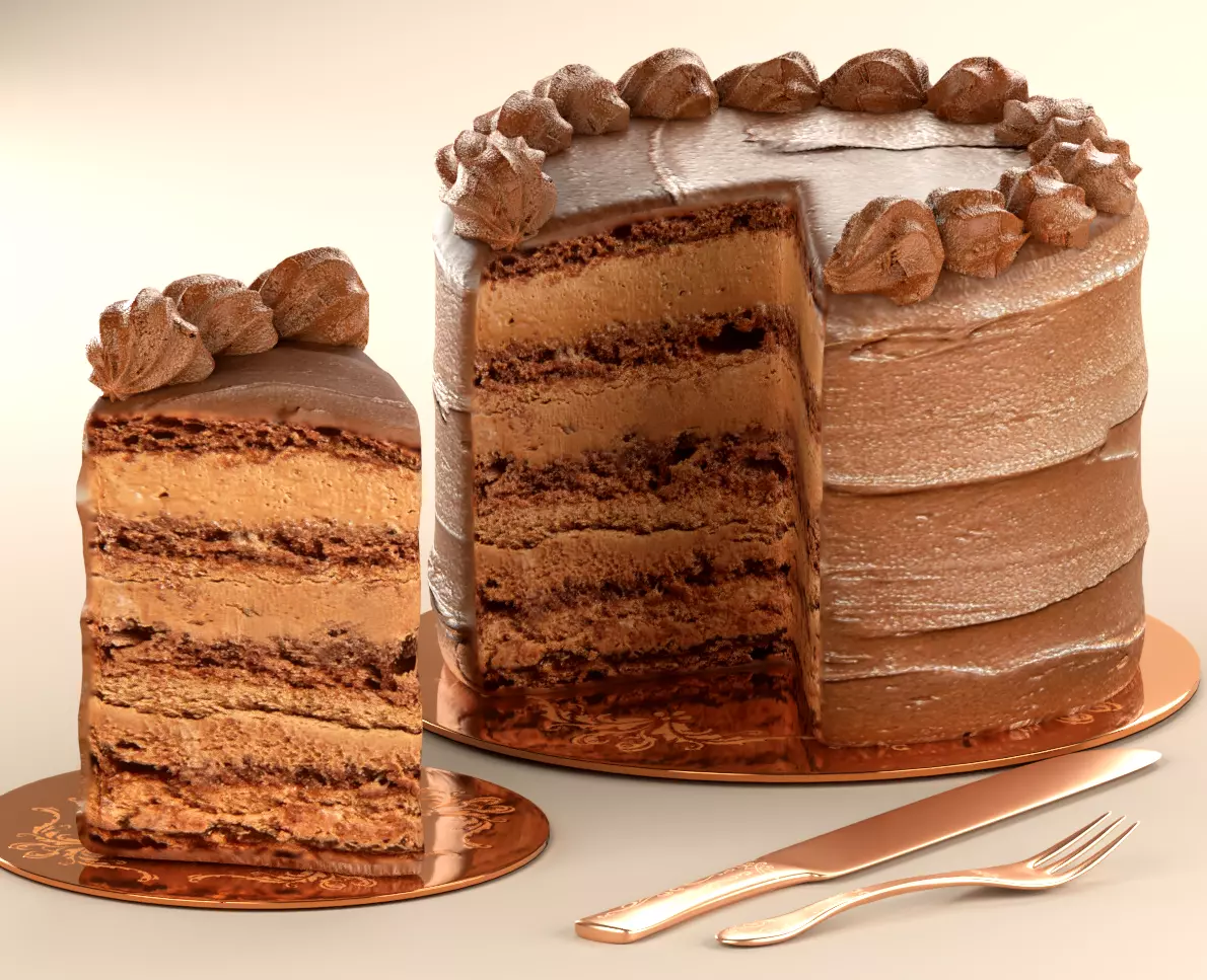 Milk Chocolate Cake 3D model_0